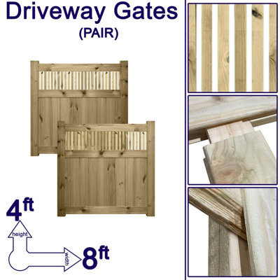 Premier Garden Supplies URBAN ELITE FORTRESS Driveway Gates Height: 4ft x Full Width: 8ft (240cm) Premier Tuscany