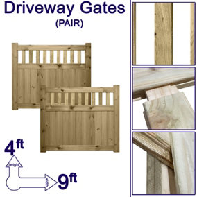 Premier Garden Supplies URBAN ELITE FORTRESS Driveway Gates Height: 4ft x Full Width: 9ft (270cm) Premier Pale