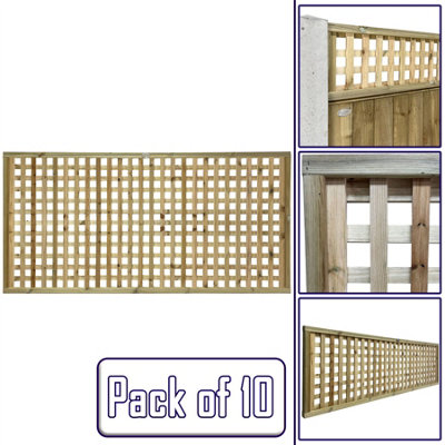 Premier Garden Supplies URBAN Square Trellis PACK OF 10 W.6ft (183cm) x H.3ft (90cm) Wooden Framed Plant Support Lattice
