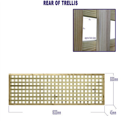Premier Garden Supplies URBAN Square Trellis PACK OF 3 W.6ft (183cm) x H.2ft (60cm) Wooden Framed Plant Support Lattice - 5