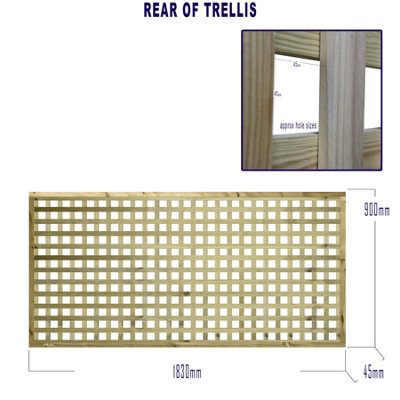 Premier Garden Supplies URBAN Square Trellis PACK OF 3 W.6ft (183cm) x H.3ft (90cm) Wooden Framed Plant Support Lattice - 9