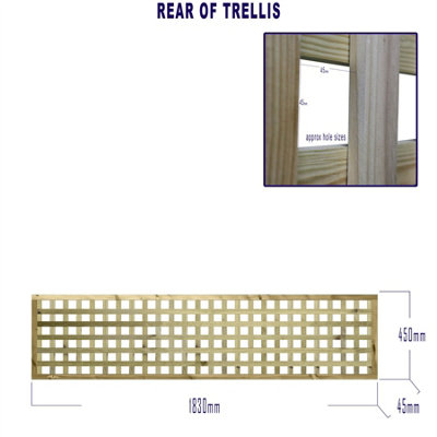 Premier Garden Supplies URBAN Square Trellis PACK OF 5 W.6ft (183cm) x H.1.5ft (45cm) Wooden Framed Plant Support Lattice - 3