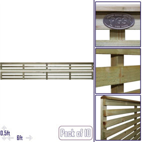 Premier Garden Supplies Vogue Horizontal Slatted (Pack of 10) Width: 6ft x Height: 0.5ft Flat Capped Fence Panel/Topper/Trellis
