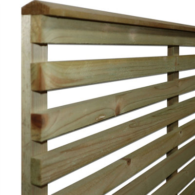 Premier Garden Supplies Vogue Horizontal Slatted (Pack of 3) Width: 6ft x Height: 1.5ft Flat Capped Fence Panel/Topper/Trellis - 7