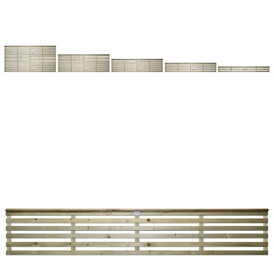 Premier Garden Supplies Vogue Horizontal Slatted (Pack of 3) Width: 6ft x Height: 1ft Flat Capped Fence Panel/Topper/Trellis