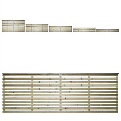 Premier Garden Supplies Vogue Horizontal Slatted (Pack of 3) Width: 6ft x Height: 2ft Flat Capped Fence Panel/Topper/Trellis