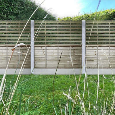 Premier Garden Supplies Vogue Horizontal Slatted (Pack of 3) Width: 6ft x Height: 3ft Flat Capped Fence Panel/Topper/Trellis - 6