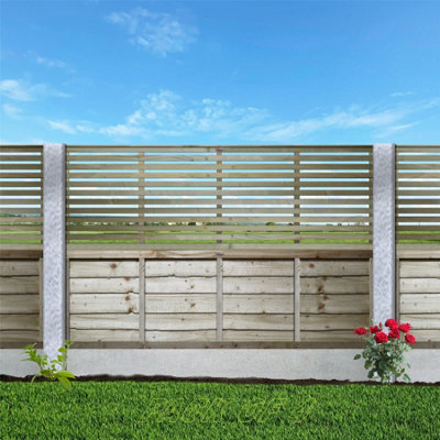 Premier Garden Supplies Vogue Horizontal Slatted (Pack of 4) Width: 6ft x Height: 2ft Flat Capped Fence Panel/Topper/Trellis