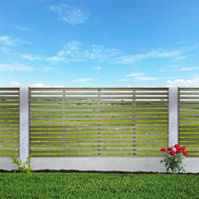 Premier Garden Supplies Vogue Horizontal Slatted (Pack of 4) Width: 6ft x Height: 3ft Flat Capped Fence Panel/Topper/Trellis