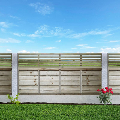 Premier Garden Supplies Vogue Horizontal Slatted (Pack of 5) Width: 6ft x Height: 1ft Flat Capped Fence Panel/Topper/Trellis