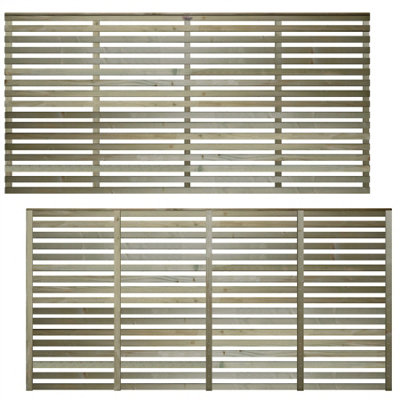 Premier Garden Supplies Vogue Horizontal Slatted (Pack of 5) Width: 6ft x Height: 3ft Flat Capped Fence Panel/Topper/Trellis