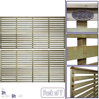 Premier Garden Supplies Vogue Horizontal Slatted (Pack of 7) Width: 6ft x Height: 3ft Flat Capped Fence Panel/Topper/Trellis