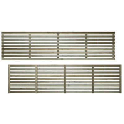 Premier Garden Supplies Vogue Horizontal Slatted (Pack of 9) Width: 6ft x Height: 1.5ft Flat Capped Fence Panel/Topper/Trellis