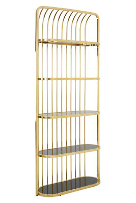 Premier Gold Finish Cage Design Bookshelf