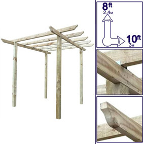 Premier Heavy Duty Wooden Pergola Kit Garden/Patio/BBQ/Hot Tub (H)2.4m x (W)3m x (L)3m Champion Design Rafters