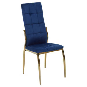 Premier Housewares Blue Velvet High Back Dining Chair