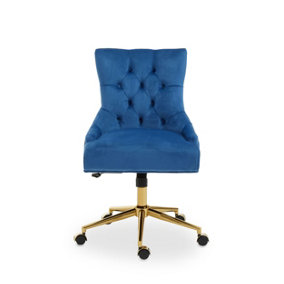 Premier Housewares Blue Velvet Home Office Chair