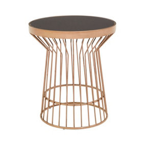 Premier Housewares Copper Finish Round Side Table, Gold, 50cm