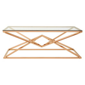 Premier Housewares Corseted Rose Gold Coffee Table, Gold, 120cm