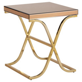 Premier Housewares Cross Legs Side Table, Gold, 51cm