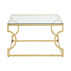 Premier Housewares Curved Frame Coffee Table, Gold, 80cm