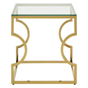 Premier Housewares Curved Frame End Table, Gold, 55cm