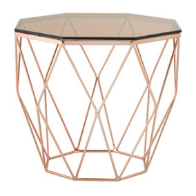 Premier Housewares End Table With Rose Gold Base, Gold, 60cm
