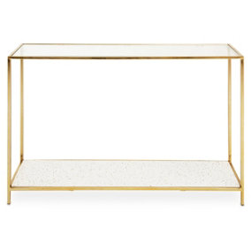 Premier Housewares Glass And Gold Frame Side Table, Gold, 125cm