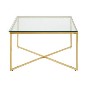 Premier Housewares Gold Finish Cross Base End Table, Gold, 80cm