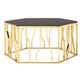 Premier Housewares Hexagonal Coffee Table, Gold, 92cm