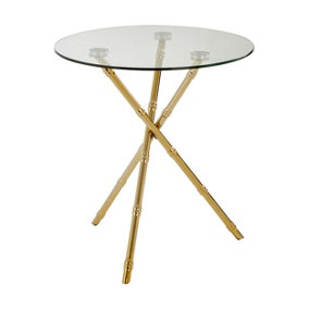 Premier Housewares Knop Legs Side Table, Gold, 61cm