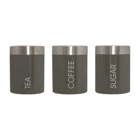 Premier Housewares Liberty Tea Coffee and Sugar Canisters Grey