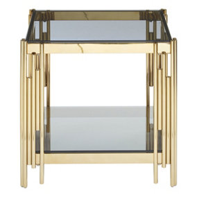 Premier Housewares Linear Design End Table, Gold, 55cm