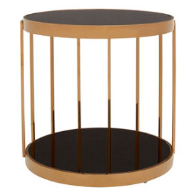 Premier Housewares Rose Gold Cage Design Side Table, Gold, 50cm