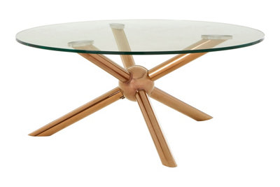 Premier Housewares Round Rose Gold Coffee Table, Gold, 100cm