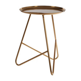 Premier Housewares Side Table With Hairpin Legs, Gold, 44cm