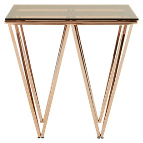 Premier Housewares Square Rose Gold End Table, Gold, 55cm