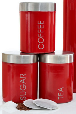 PREMIER Housewares 1403192 Set Barattolo tè, caffè e Zucchero in Vetro