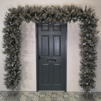 Premier Indoor 7.5ft Silver Christmas Wrapped PVC Branches Tree Arch ...
