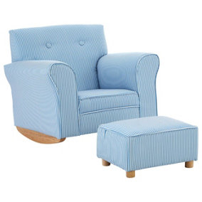 Premier Kids Kids Blue/white Stripe Rocker with Footstool