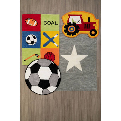 Premier Kids Sport Rug - Football, Hockey, Goal Text