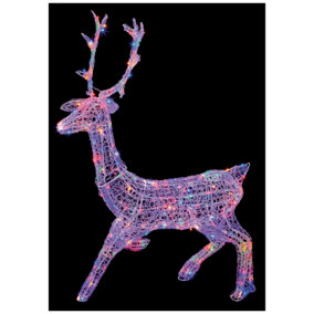 Premier - Multi Coloured LED Christmas Soft Acrylic Stag, 1.4m