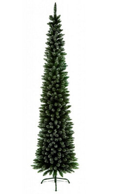 Premier Pencil Pine Christmas Tree - Frosted Snow - Green - 2m