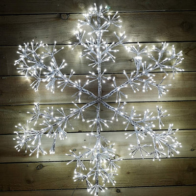 Premier Silver Starburst Snowflake with 660 White LEDs Christmas Light - 90cm