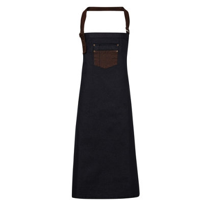 Premier Unisex Adults Division Wd Look Faux Leather Denim Bib Apron