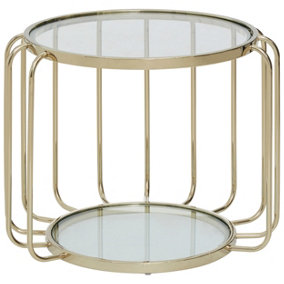Premier Warm Metallic Side Table With Glass Top