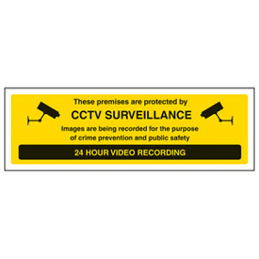 Premises Protected By CCTV Security Sign Adhesive Vinyl 450x150mm (x3)
