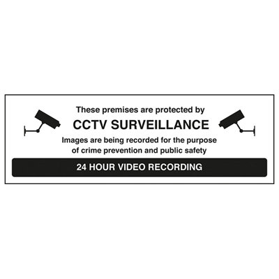 Premises Protected By CCTV Security Sign Black/White Adhesive Vinyl ...
