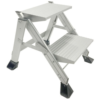 Premium 0.5m Jumbo Folding Step Ladder - 2 Tread Anti-Slip Aluminium Steps