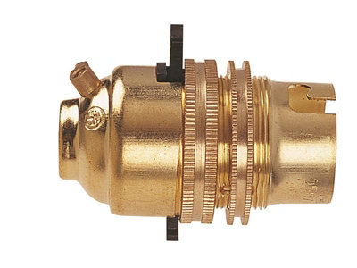 Premium 1/2 Inch Brass Switched Lamp Holder with Earth Connection for Safe Lighting